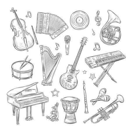 Instrumentos Musicales 137 Instrumentos Musicales para colorear páginas para colorear para niños 1