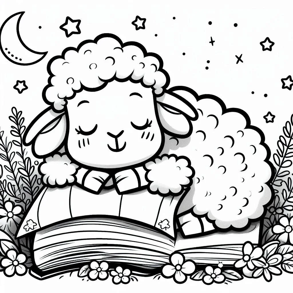Schaf 26 Ausmalbilder Seiten von Sleeping Sheep Bäume 5 kostenlos