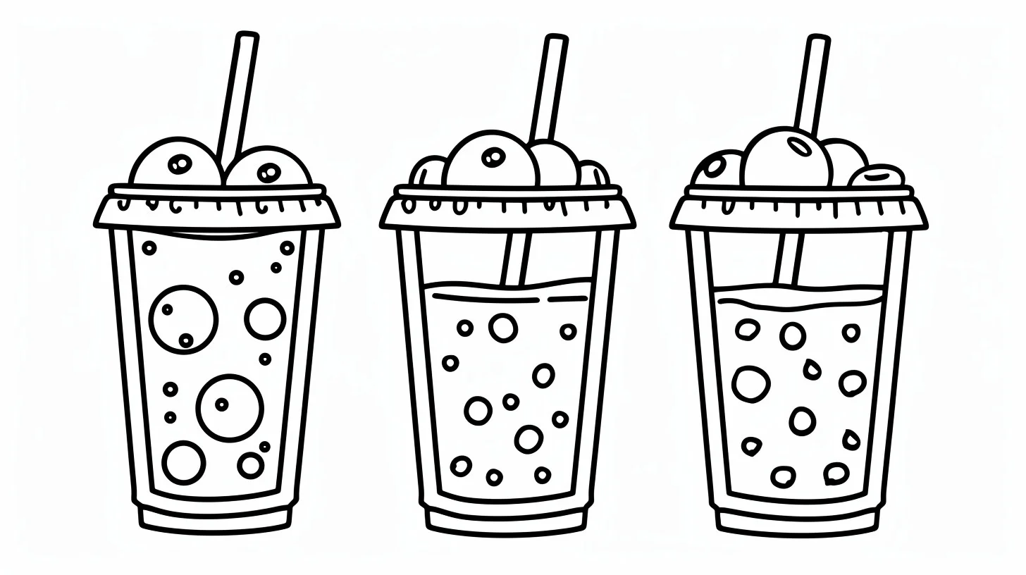 Té con leche 4 páginas para colorear imprimibles Té de la leche para Colorear para adultos
