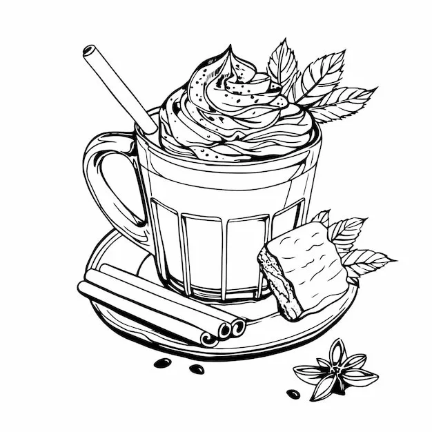 Té con leche 19 páginas para colorear detalladas de Té de la leche para Colorear para adultos 1