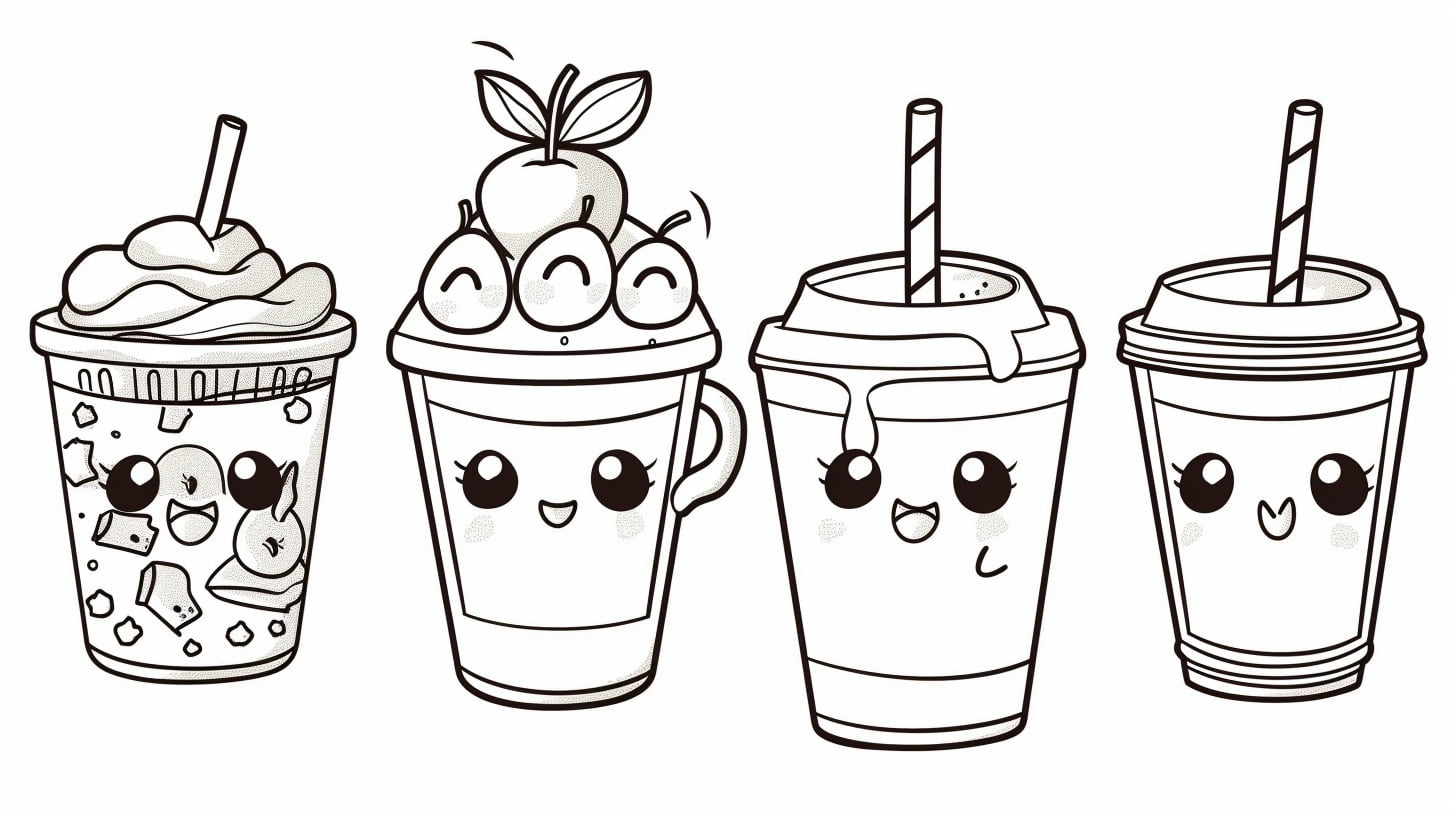 Té con leche 12 páginas para colorear para niños Té de la leche para Colorear