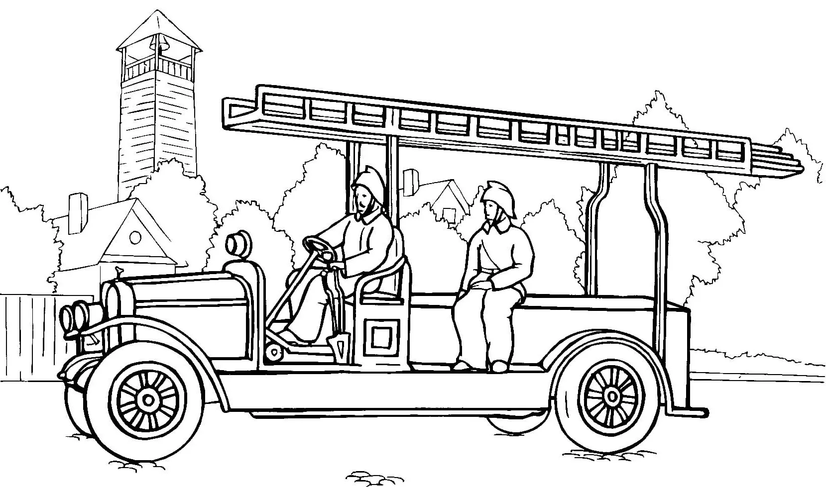 páginas para colorear imprimibles Camión de bomberos para colorear 4