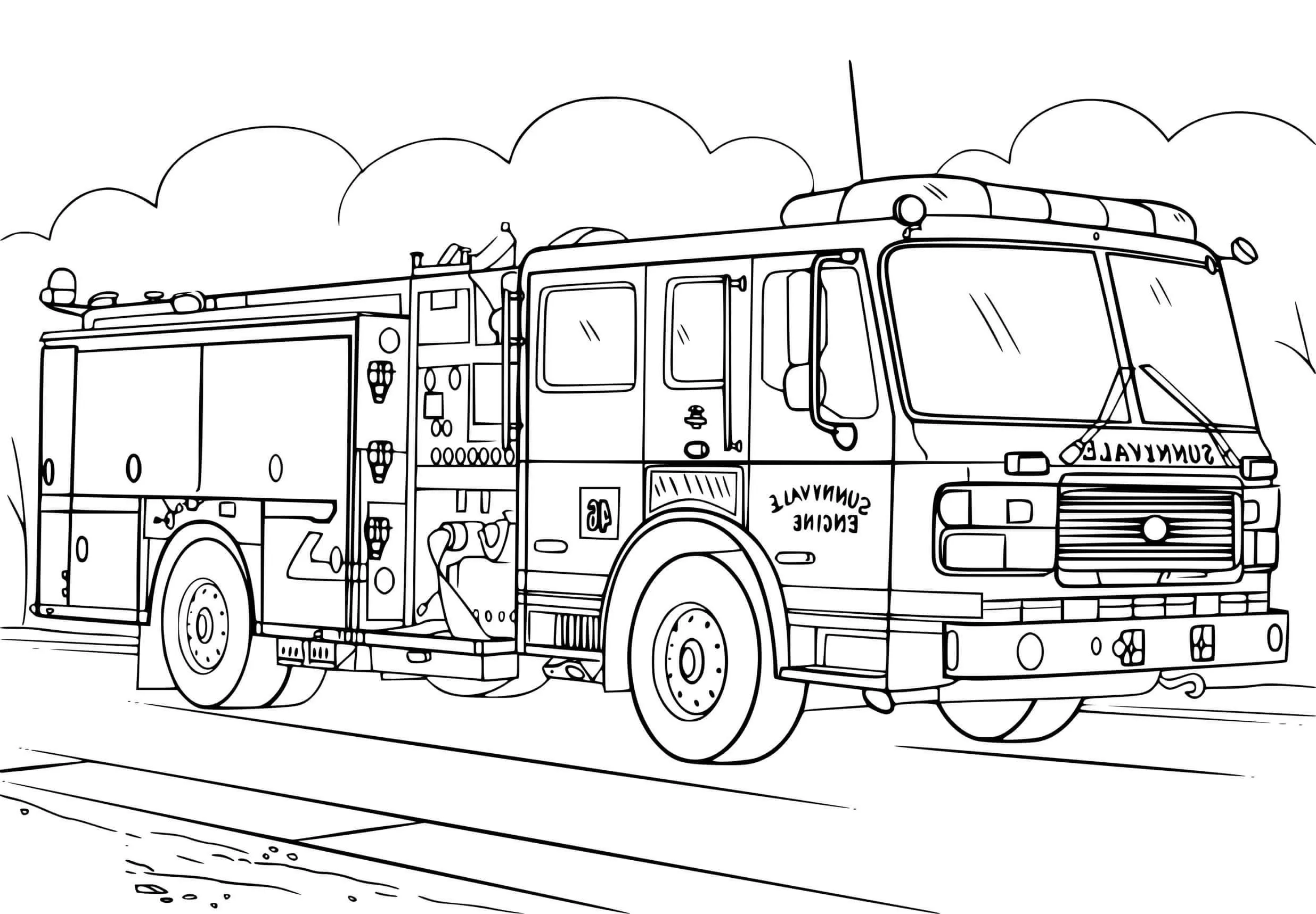Camión de bomberos para colorear páginas para colorear pdf