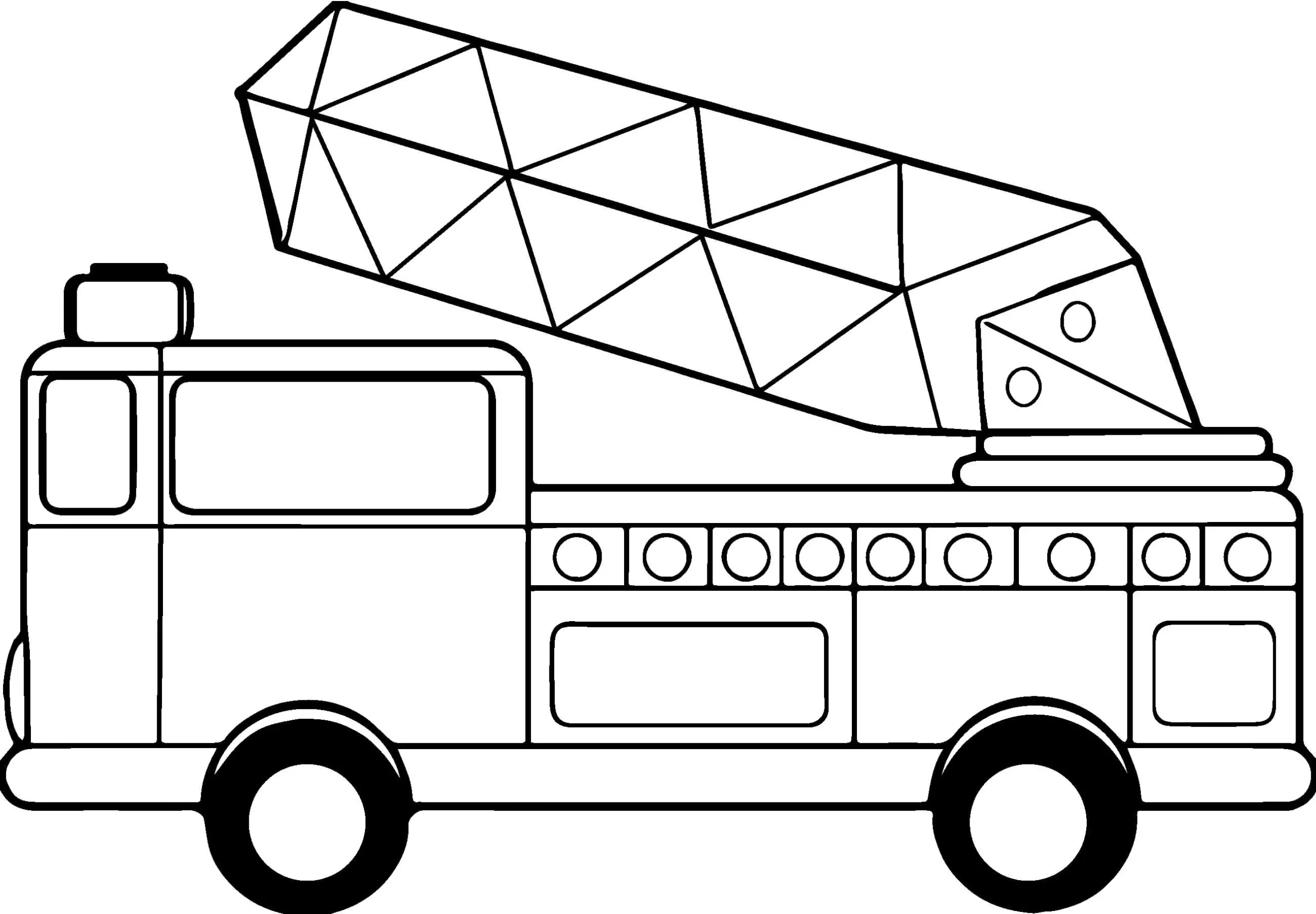 páginas para colorear gratis Camión de bomberos para colorear para adultos