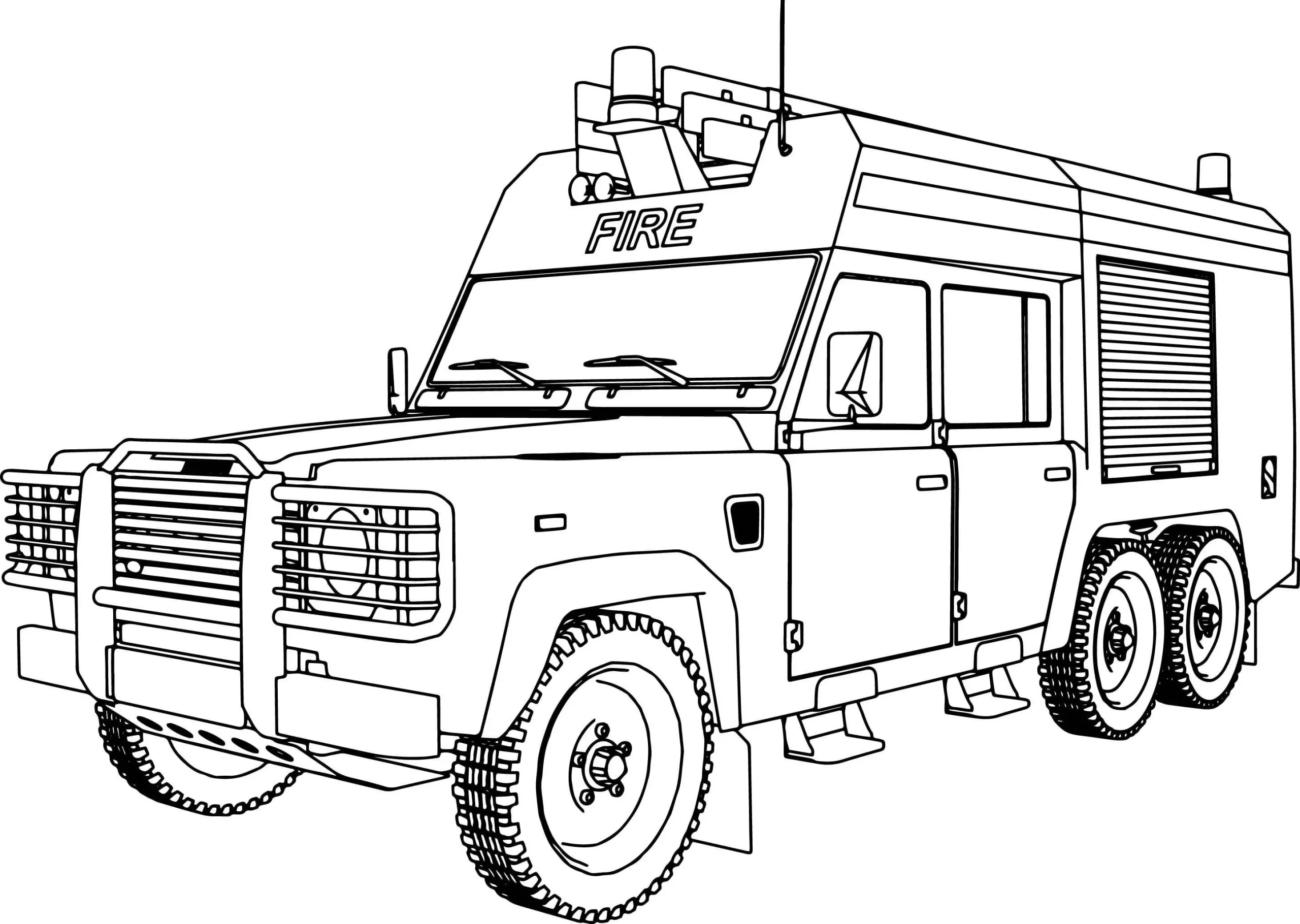 felices páginas para colorear Camión de bomberos para colorear 2