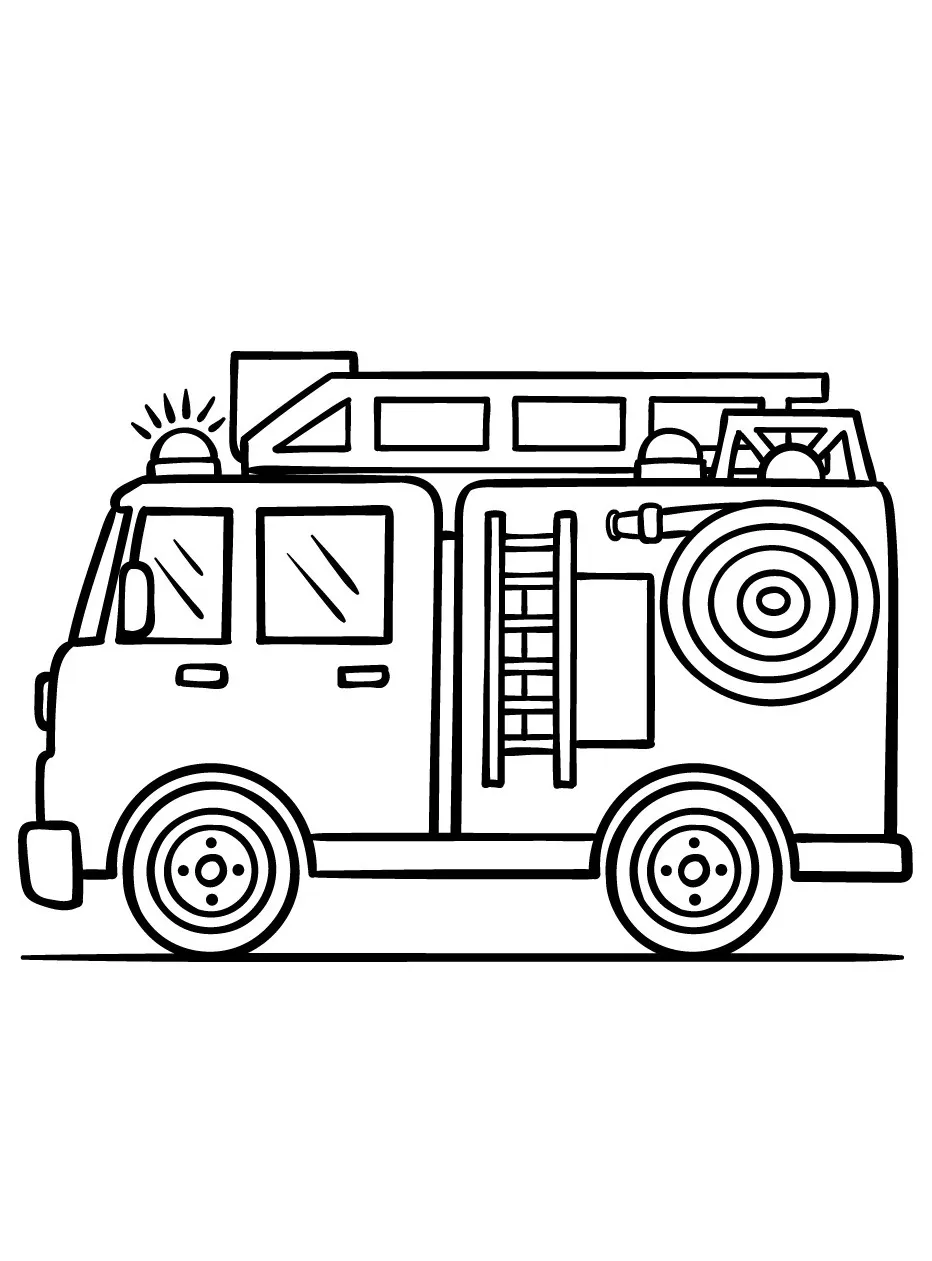 páginas para colorear gratis para adultos Camión de bomberos para colorear 3