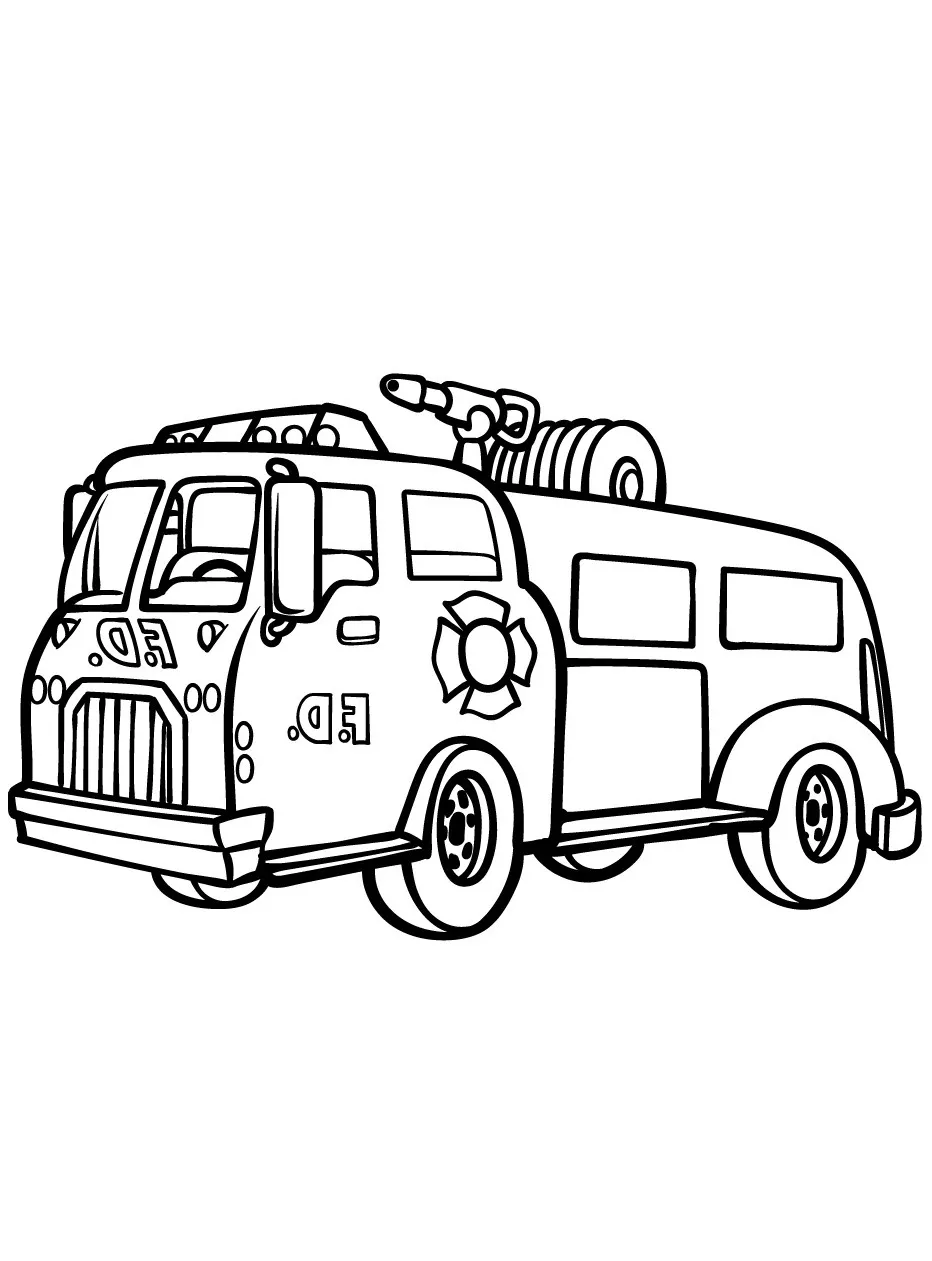 páginas para colorear imprimibles Camión de bomberos para colorear 3