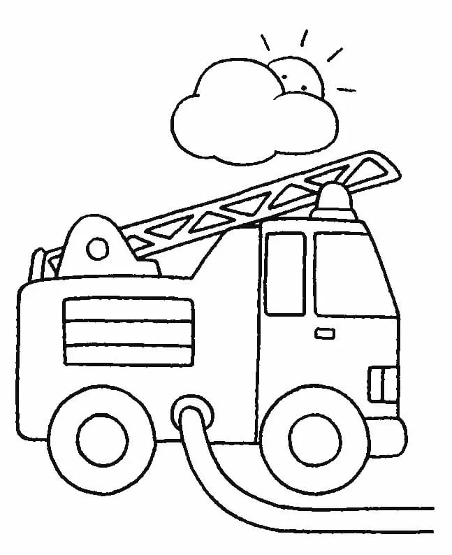 páginas para colorear detalladas de Camión de bomberos para colorear 2