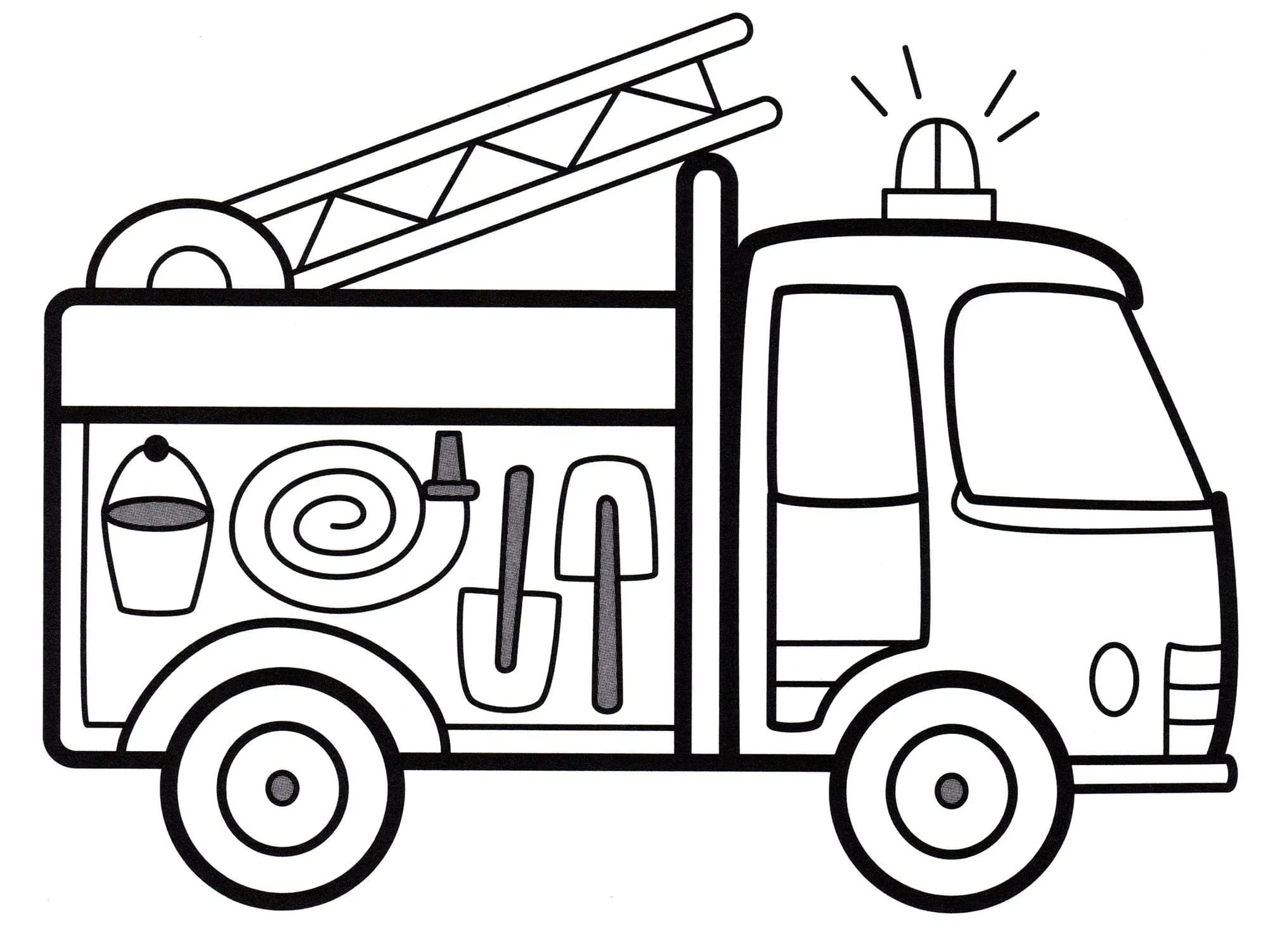 felices páginas para colorear Camión de bomberos para colorear 1