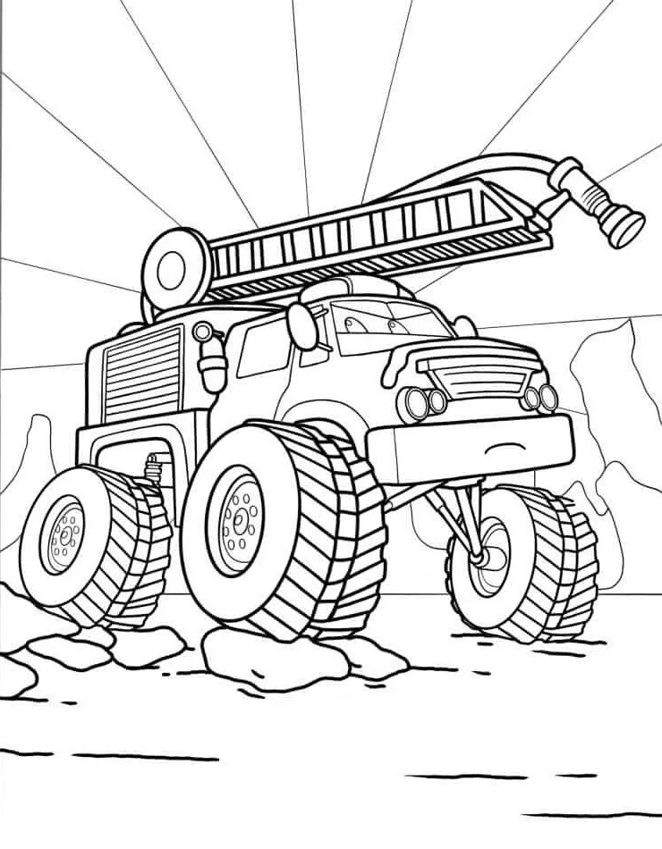 páginas para colorear imprimibles Camión de bomberos para colorear para adultos 3