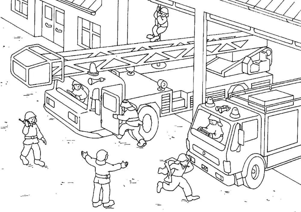 Camión de bomberos para colorear dibujos para colorear 3