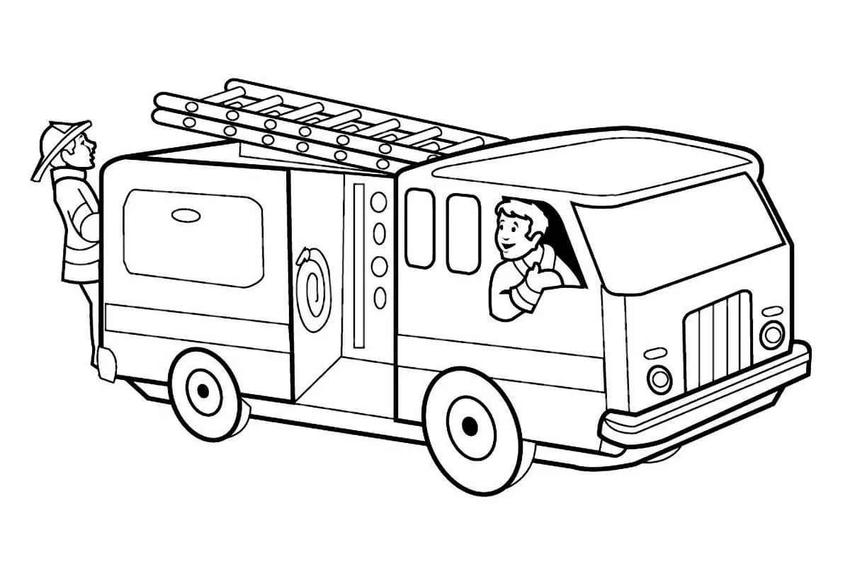 páginas para colorear gratis Camión de bomberos para colorear pdf 3