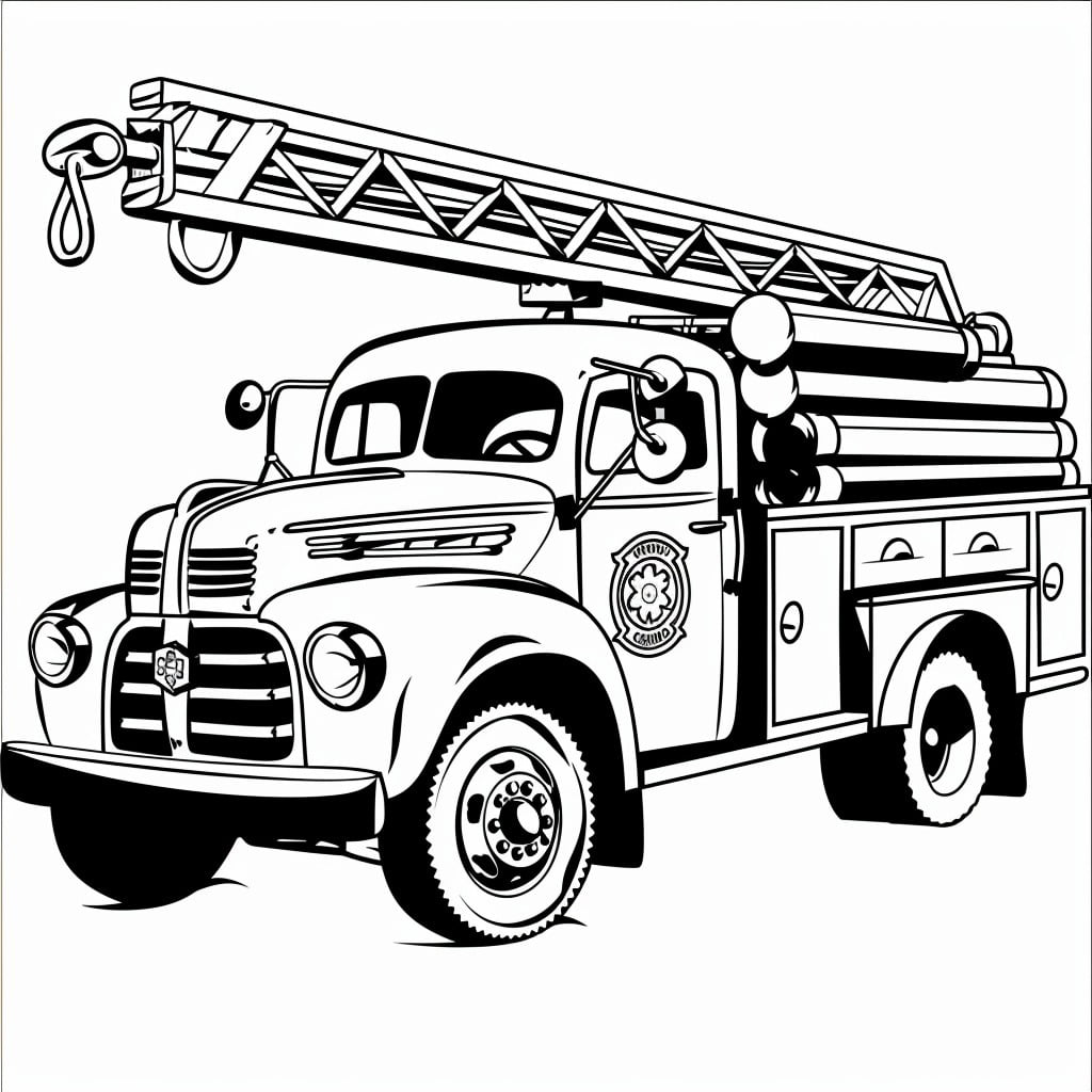páginas para colorear gratis para adultos Camión de bomberos para colorear