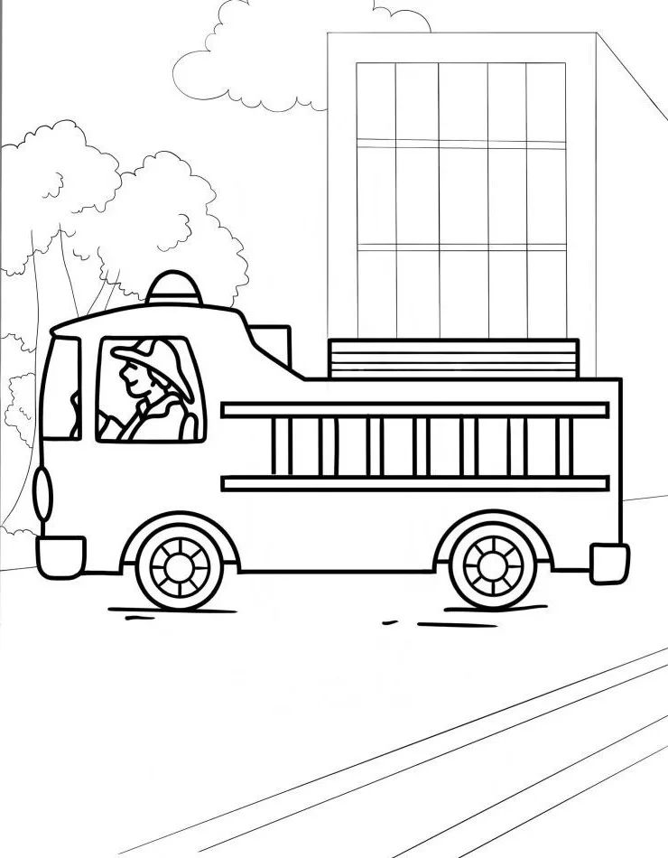 páginas para colorear Camión de bomberos para colorear imprimibles 5