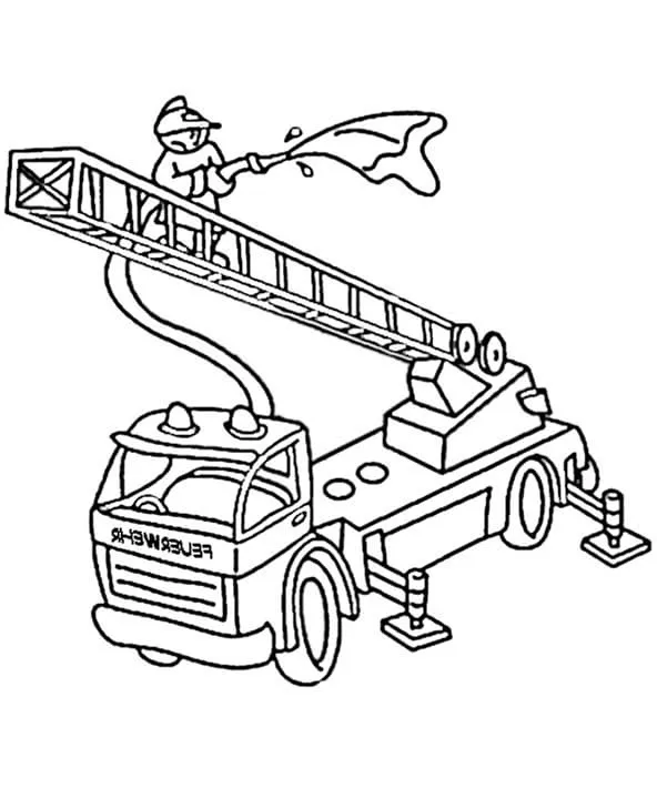 Camión de bomberos para colorear páginas para colorear pdf 1