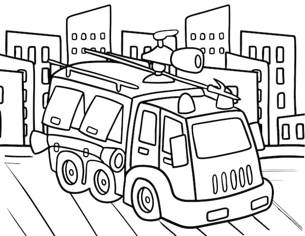 páginas para colorear gratis para adultos Camión de bomberos para colorear 4