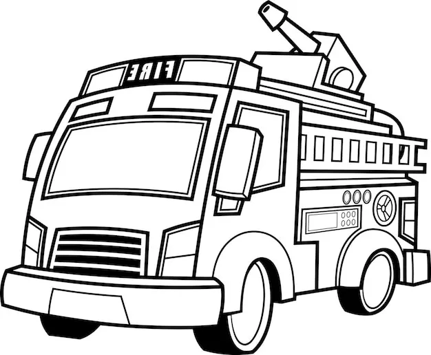 Camión de bomberos para colorear páginas para colorear gratis 4