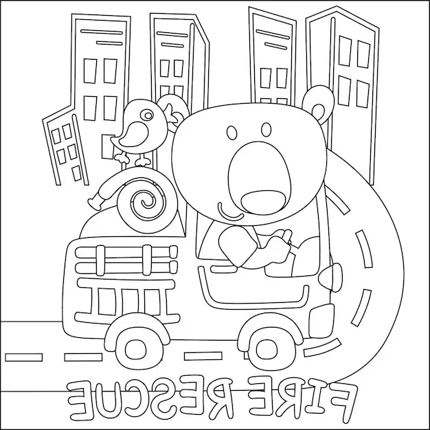 Camión de bomberos para colorear páginas para colorear fáciles