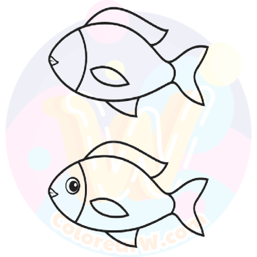 ¡Dibuja un Pez Arcoíris Fácil - ColorearW 6 páginas para colorear lindas y fáciles de Carita de Pez Feliz