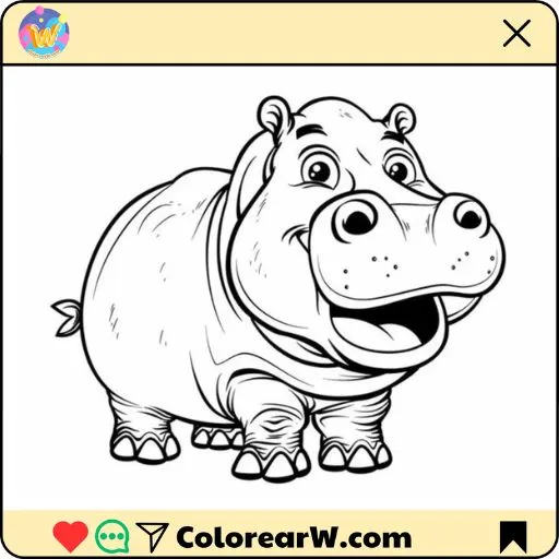 Hipopótamo para colorear thumbnail