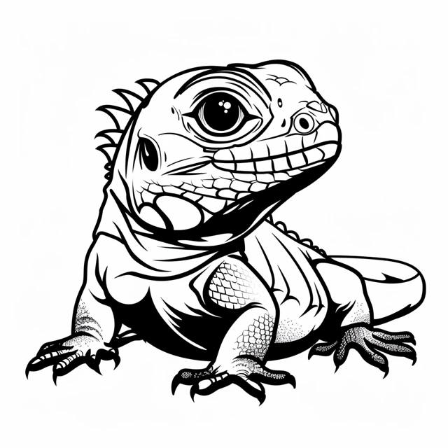 Iguana 4 niños Iguana Bebé páginas para colorear