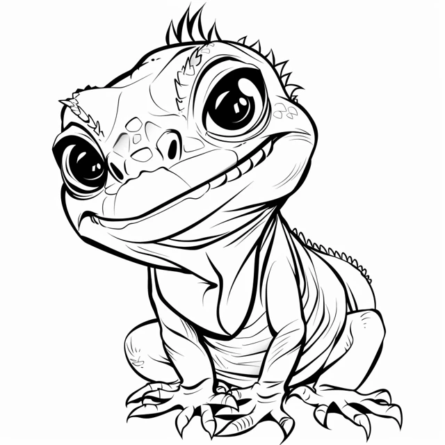 Iguana 7 felices páginas para colorear Iguana Bebé