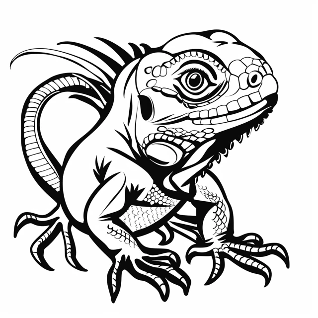 Iguana 10 páginas para colorear fáciles de Iguana Bebé