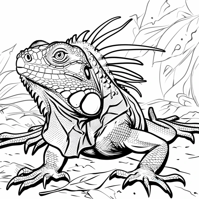 Iguana 28 Iguana Comiendo Hojas páginas para colorear gratis