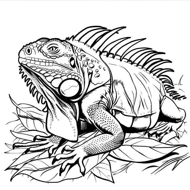 Iguana 31 lindas páginas para colorear Iguana Comiendo Hojas