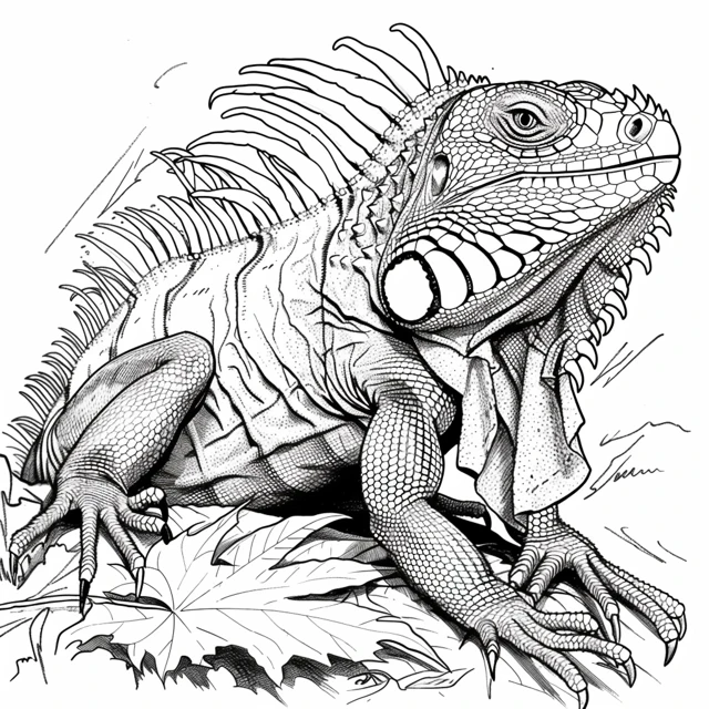 Iguana 32 páginas para colorear imprimibles Iguana Comiendo Hojas