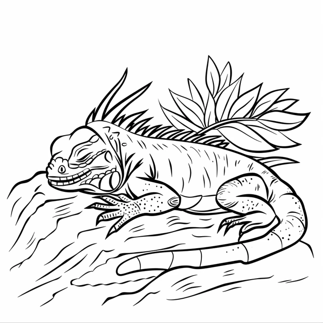 Iguana 41 páginas para colorear de árboles Iguana Durmiendo gratis
