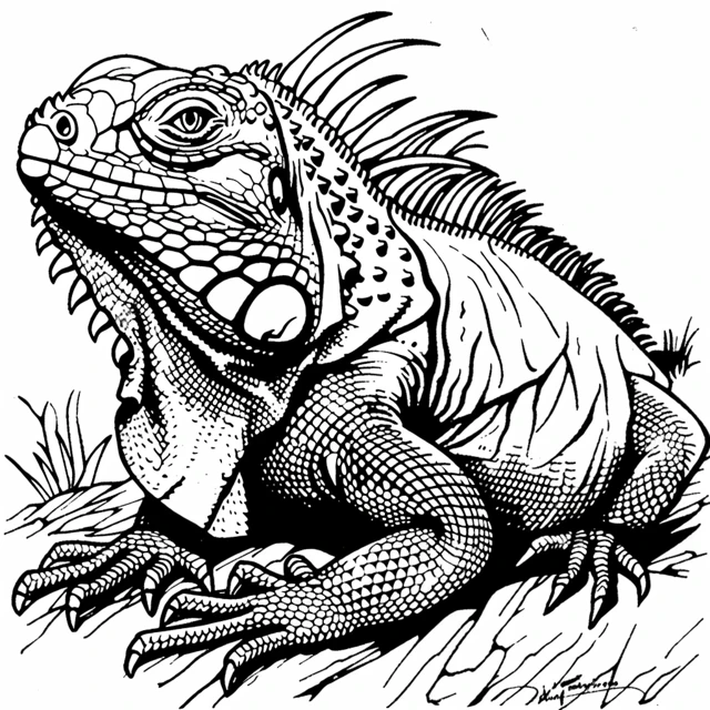 Iguana 42 páginas para colorear detalladas de Iguana Durmiendo