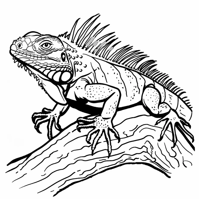 Iguana 12 niños Iguana Escalando un Árbol páginas para colorear