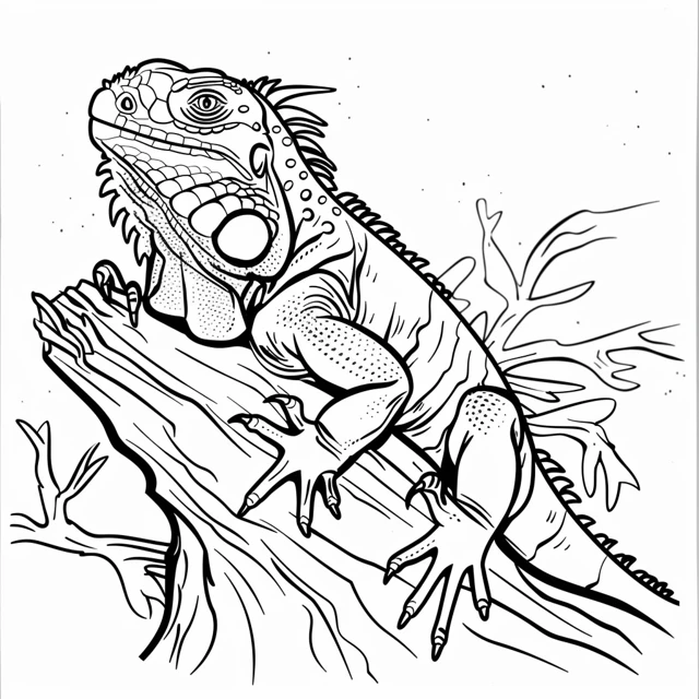 Iguana 13 páginas para colorear Iguana Escalando un Árbol imprimibles
