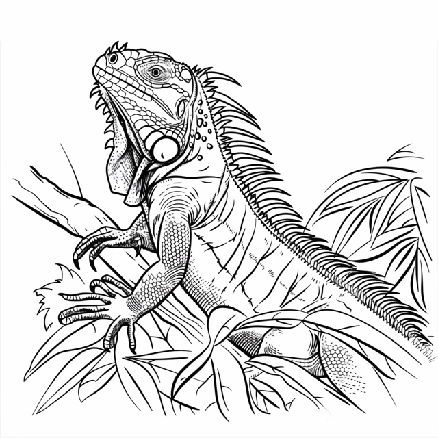 Iguana 18 páginas para colorear gratis Iguana Escalando un Árbol