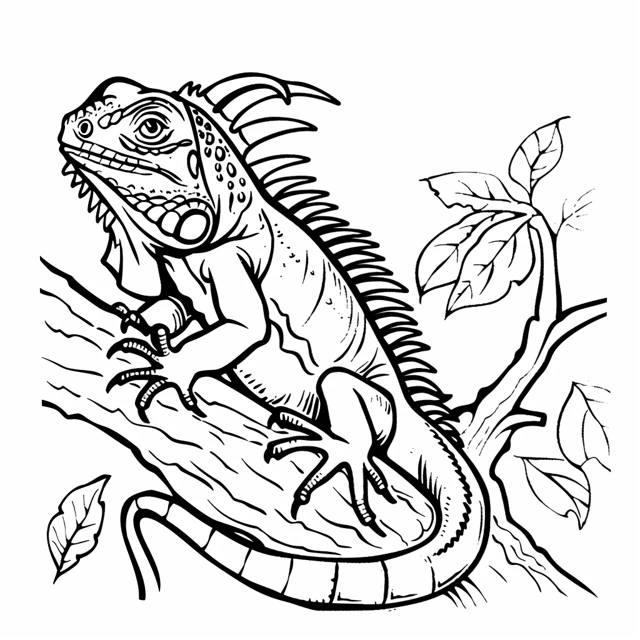 Iguana 19 Iguana Escalando un Árbol páginas para colorear imprimibles
