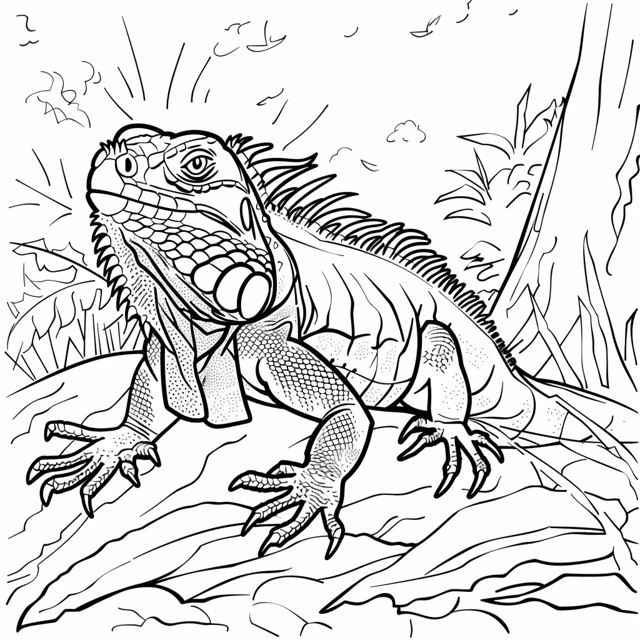 Iguana 20 dibujos para colorear Iguana Tomando el Sol