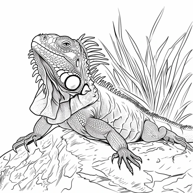 Iguana 21 Iguana Tomando el Sol dibujos para colorear grinch