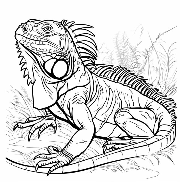 Iguana 23 páginas para colorear kawaii lindas Iguana Tomando el Sol