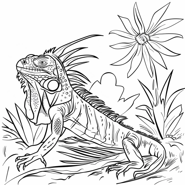 Iguana 24 Iguana Tomando el Sol páginas para colorear gratis
