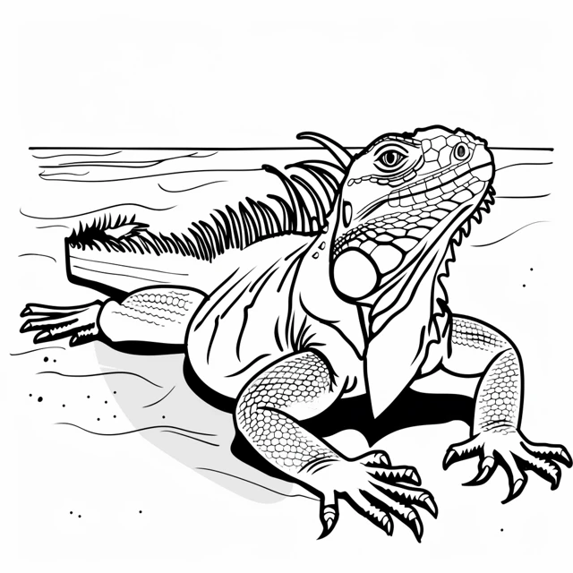 Iguana 25 Iguana Tomando el Sol páginas para colorear imprimibles