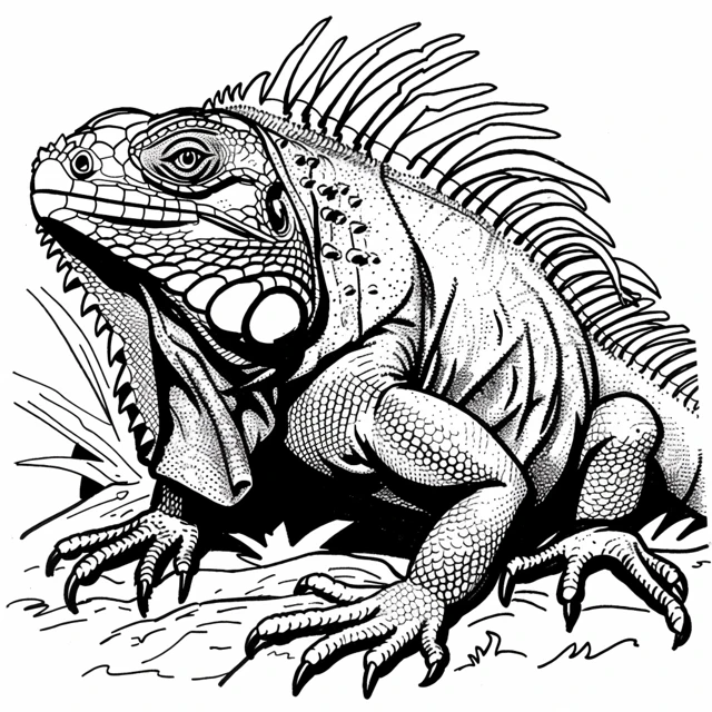 Iguana 27 Iguana Tomando el Sol páginas para colorear para adultos