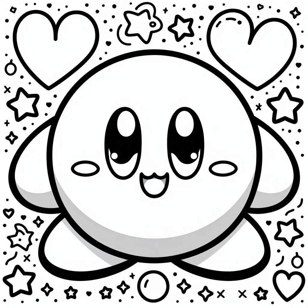 Kirby 14 páginas para colorear lindas y fáciles de Kirby para colorear