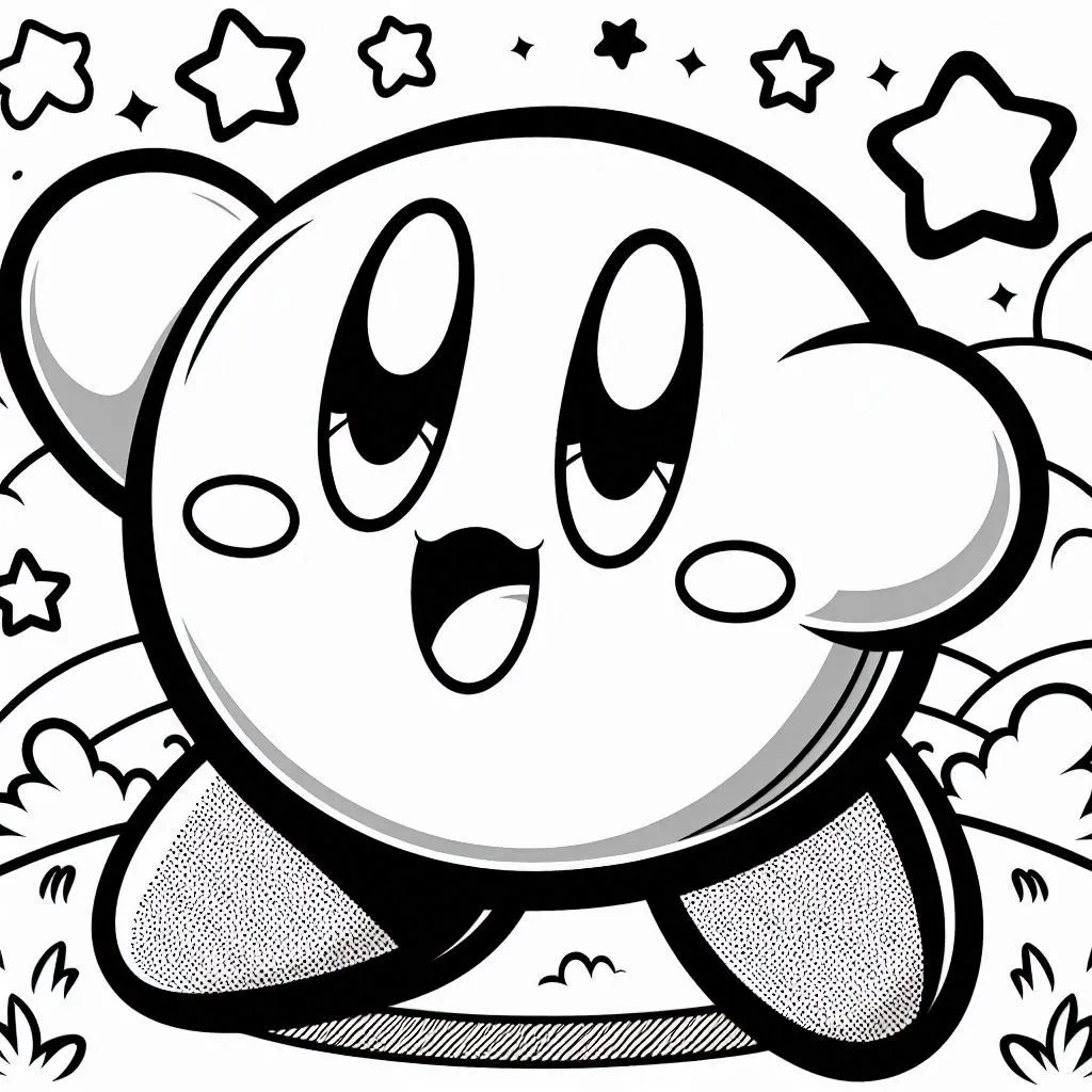 Kirby 8 páginas para colorear imprimibles Kirby para colorear para adultos