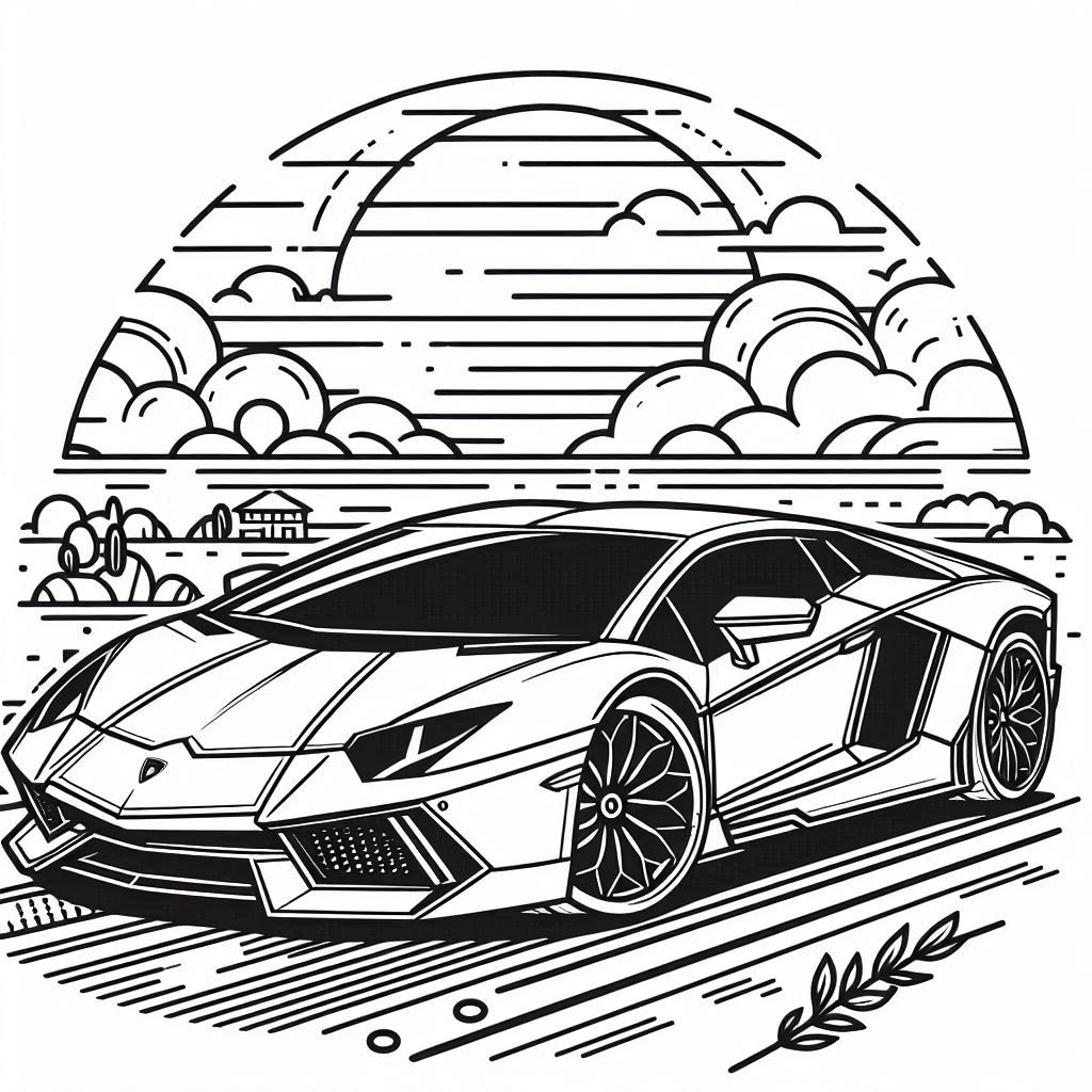 divertidas páginas para colorear Lamborghini Aventador 10