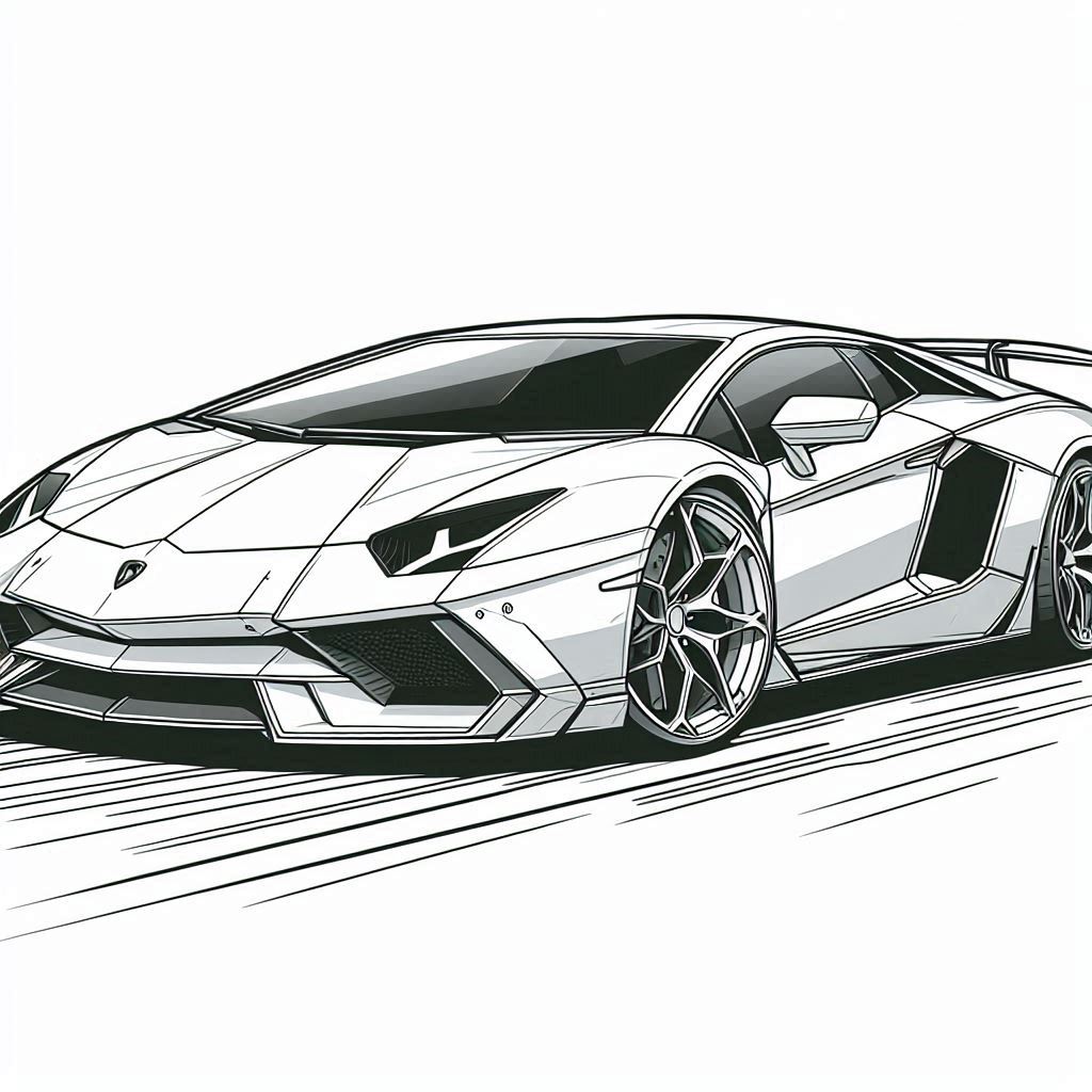 felices páginas para colorear Lamborghini Aventador 11