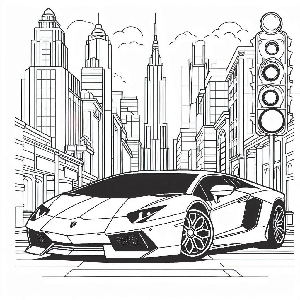 páginas para colorear imprimibles gratis Lamborghini Aventador 12