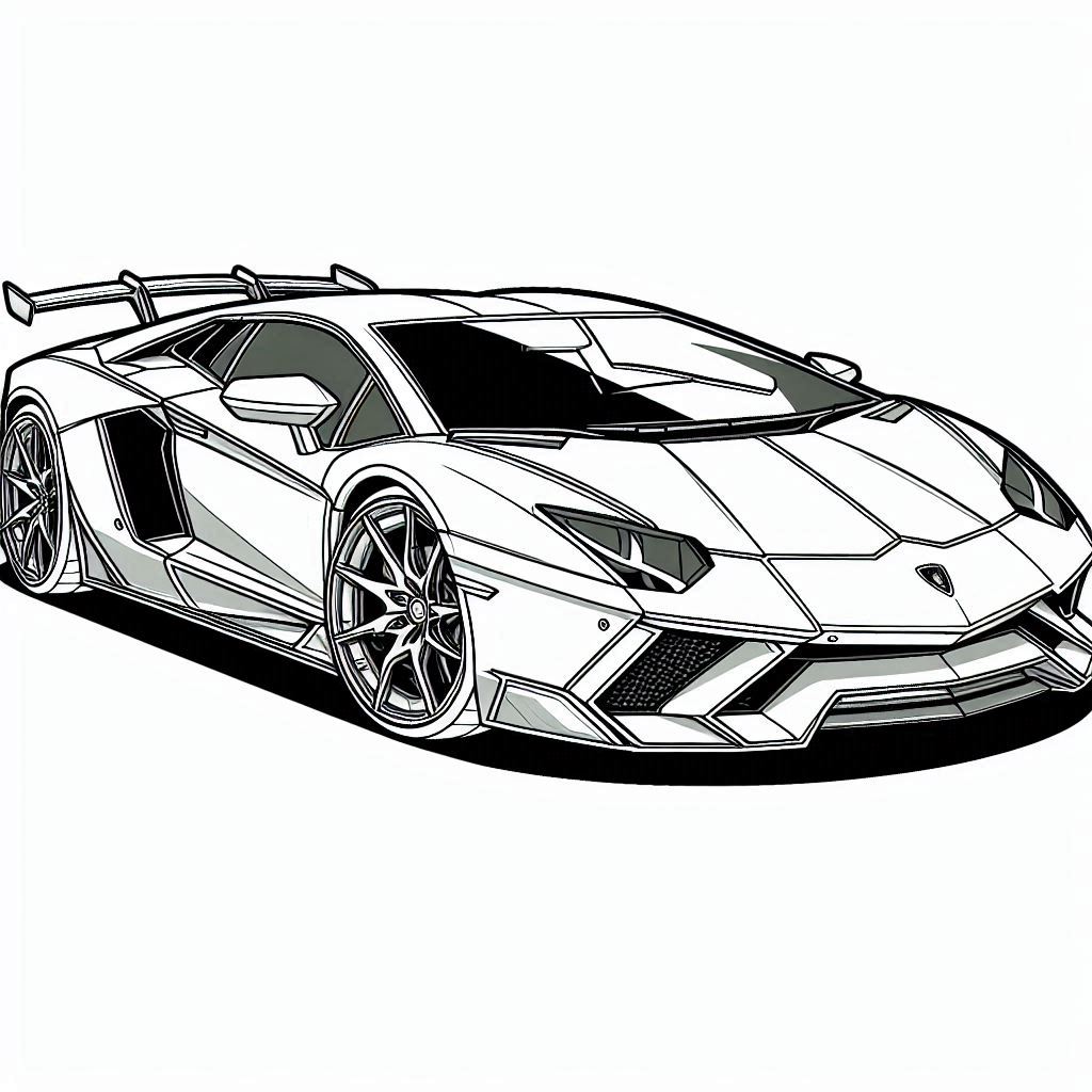 páginas para colorear gratis para adultos Lamborghini Aventador 14