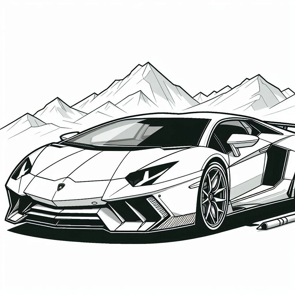 páginas para colorear Lamborghini Aventador 16 gratis