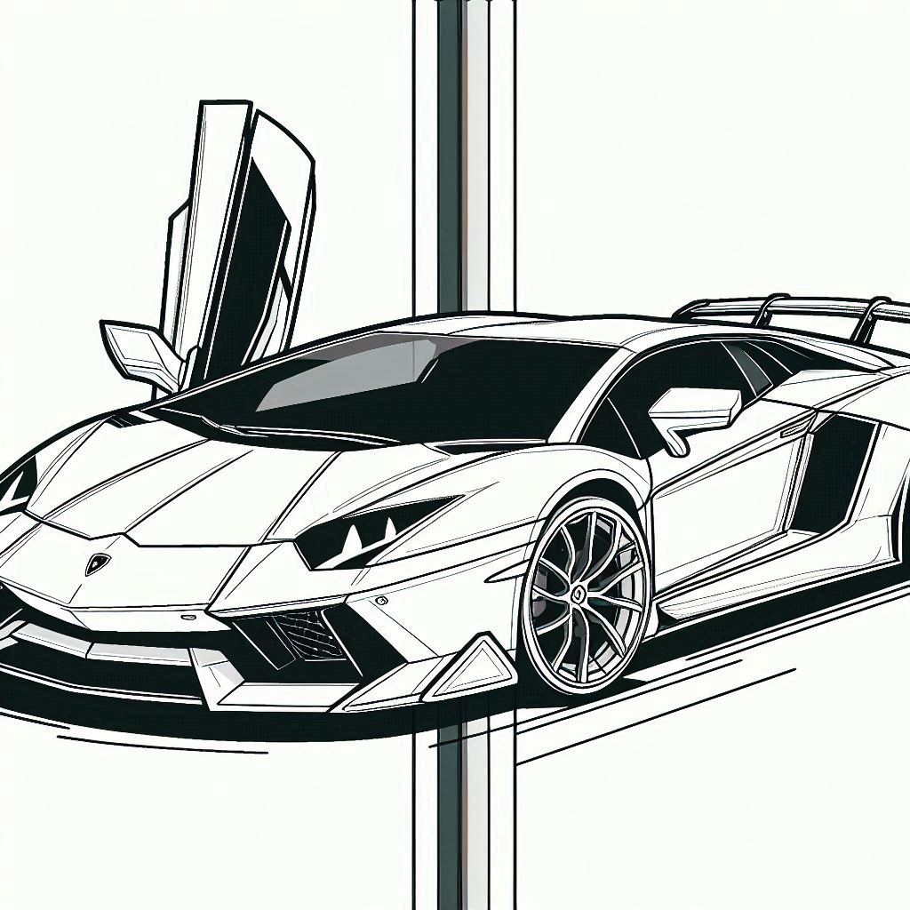 páginas para colorear gratis Lamborghini Aventador 3